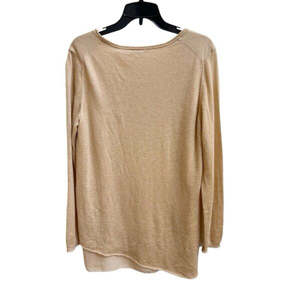 Soft Surroundings Long Slv Layer Knit Blouse Sz M Wool Alpaca Wool Bld Camel Tan - Picture 3 of 6